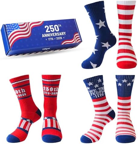 3 Pack USA 250 Anniversary Athletic Socks