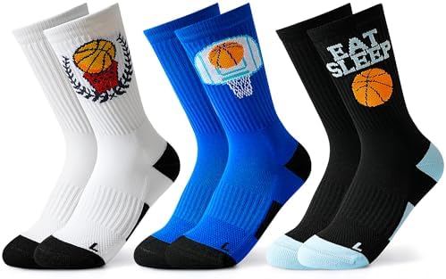 3 Pair Basketball Socks for Boys Basketball Gifts