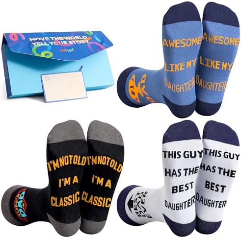 3 Pairs Dad Gifts from Daughter Kids Mens Socks 7-13 Cool Funny Gifts for Dads Who Wants Nothing Birthday Fathers Day Christmas Presents Stocking Stuffers