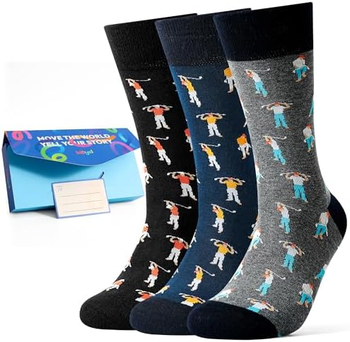 3 Pairs Funny Golf Socks for Men Golfer Gift