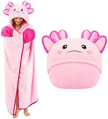 Axolotl Wearable Blanket Hoodie Cute Gifts for Women