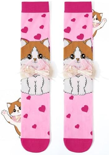 Crazy Socks for Kids Cat Knee High Socks for Girls