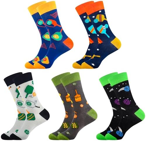 Funny Socks for Men 50th Birthday Gifts for Him Fun Pickleball Gifts (US, Numeric, 7, 13, Regular, Regular, Multicolor Pickleball Men)